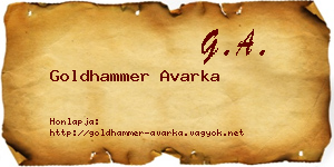 Goldhammer Avarka névjegykártya